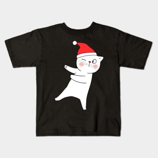 Dabbing Christmas cat Kids T-Shirt